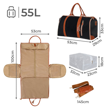 Slimbridge Garment Bags 2 in 1 Hanging Suit Bag Black-1973193511423578114