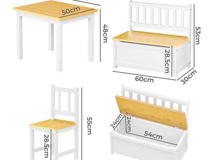 Bopeep Kids Table and Chairs Set Wooden Study Play 4PCS-1954802474309259266