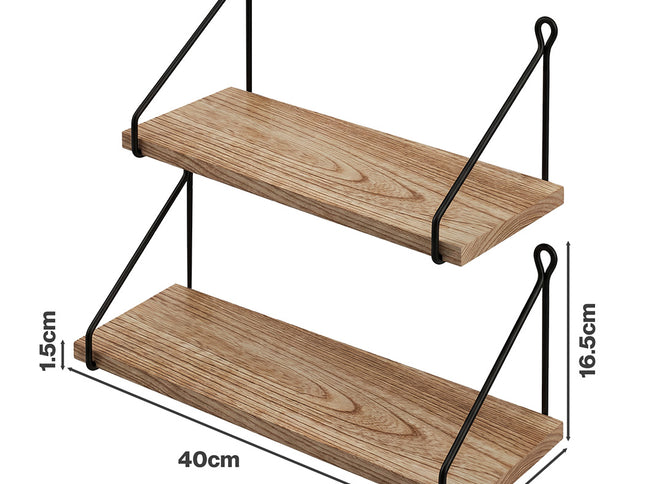 Levede Floating Wall Mounted Shelves Rustic 2Pcs Storage Display Bedroom Kitchen-2050059024308768770
