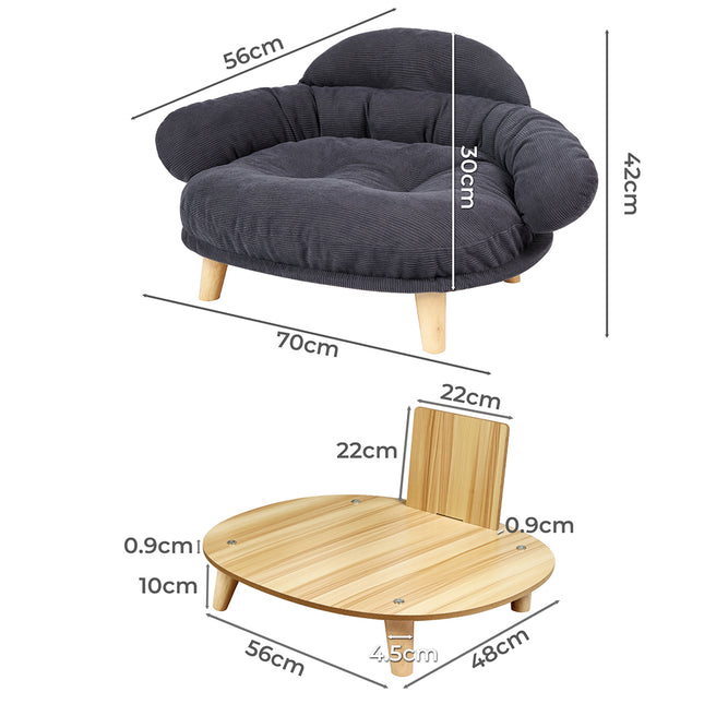 Pawz Elevated Pet Dog Cat Sofa Bed Couch XL Size Grey-1973193512375685122