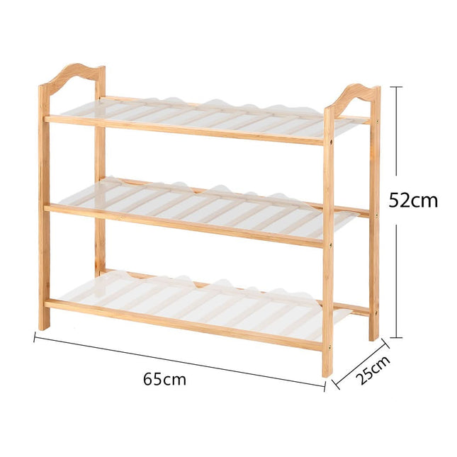2x Levede 3 Tier Bamboo Shoe Rack Shoes-1919892878260310018
