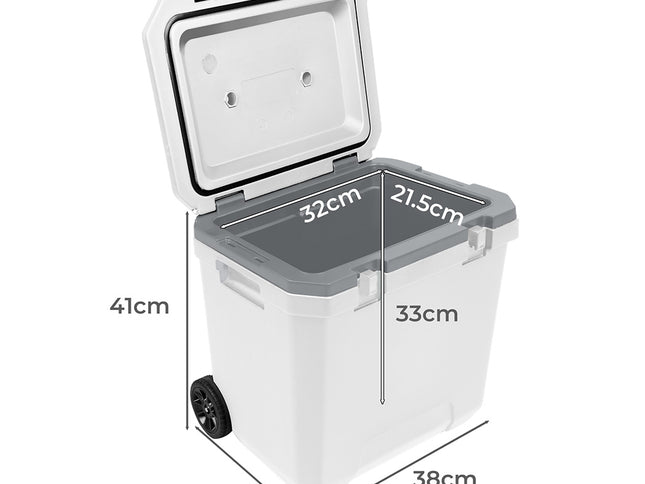 Mountview Cooler Ice Box 27L/43L Portable Chest Trolly For Camping BBQ Picnic-1973193452455858178