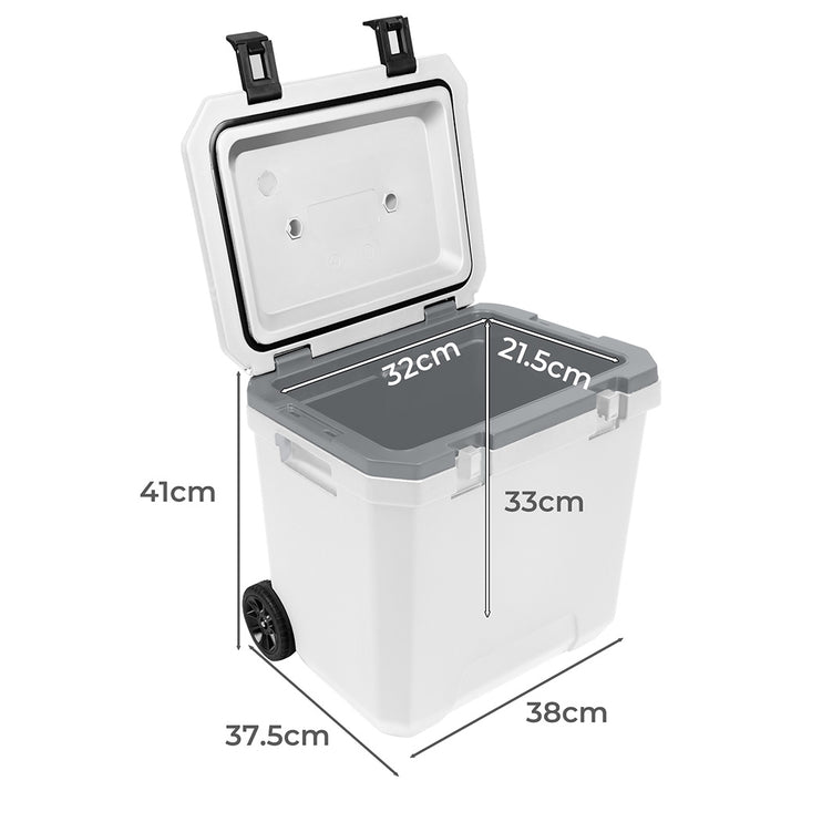 Mountview Cooler Ice Box 27L/43L Portable Chest Trolly For Camping BBQ Picnic-1973193452455858178