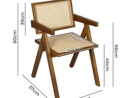 Levede 1x Walnut Wicker Armchair Dining Chair-1942353409952845826