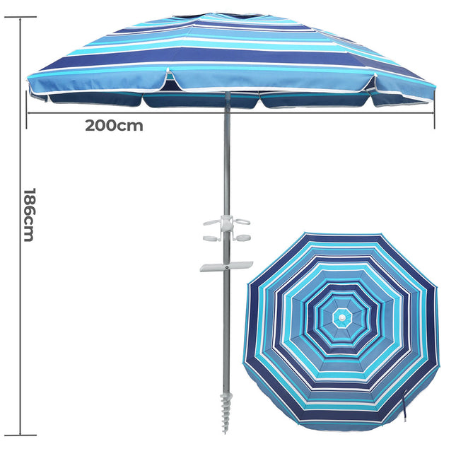Mountview 2M Outdoor Beach Umbrellas Sand Blue-1973193499432062978