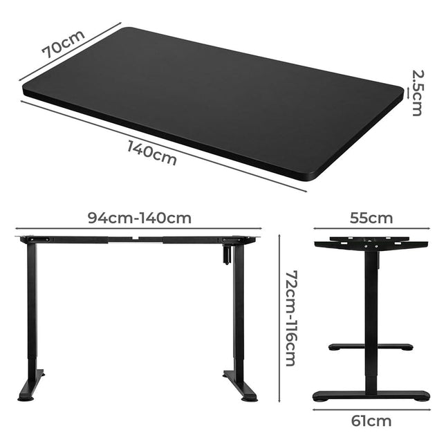 Levede Motorised Standing Desk Adjustable 140cm Black 1000x 1MM-1954803020764155906