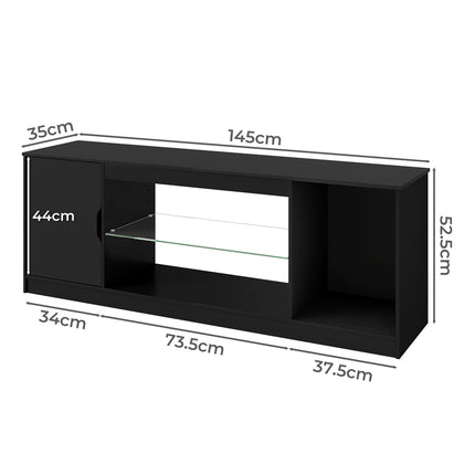 Levede TV Stand Storage with LED 140cm Black-2011971130793005058
