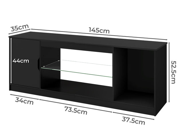 Levede TV Stand Storage with LED 140cm Black-2011971130793005058