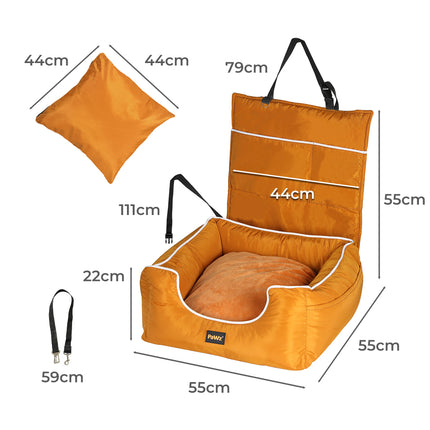 PaWz Pet Car Seat Travel Safety Carrier Orange-1973193678180716546