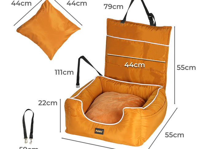 PaWz Pet Car Seat Travel Safety Carrier Orange-1973193678180716546