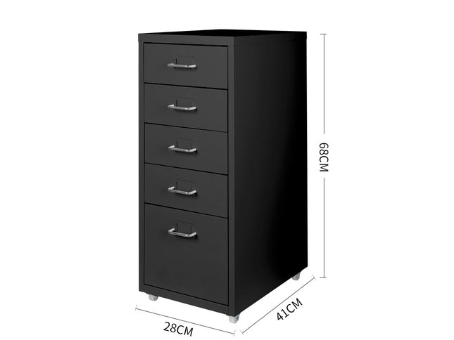 Levede 5 Drawer Office Cabinet Drawers Black-1973193876281888770