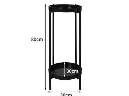 Levede 2 Tier Plant Stand Outdoor Indoor Black Large-1864184716459118594