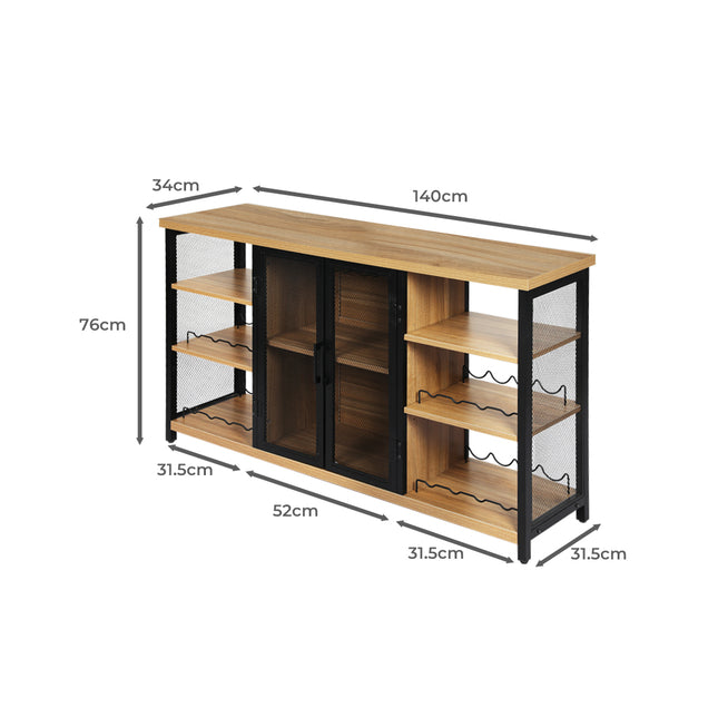 Levede Bar Cabinet Buffet Sideboard Oak-1975420494849118210