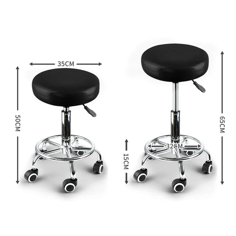 2x Levede Swivel Salon Barstool Hairdressing Black-1864184632992468994