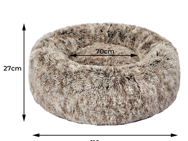 PaWz Pet Bed Cat Dog Donut Nest Calming XL Brown X-Large-1973193631959486466
