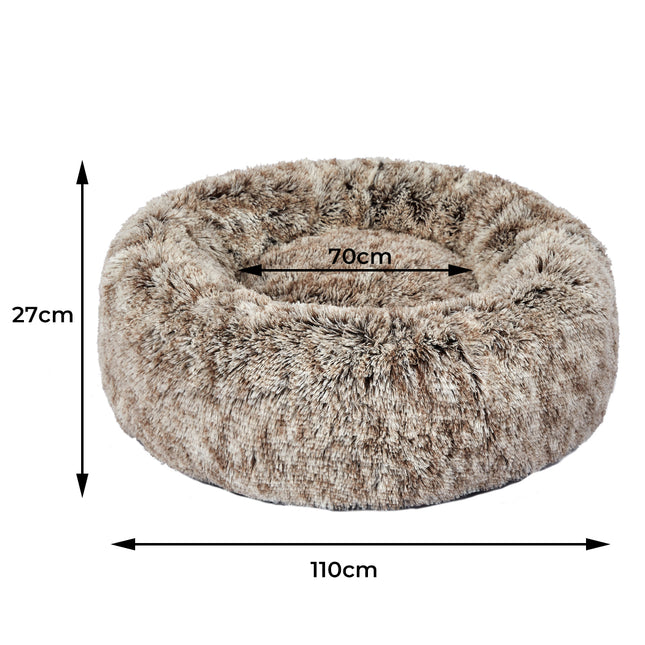 PaWz Pet Bed Cat Dog Donut Nest Calming XL Brown X-Large-1973193631959486466