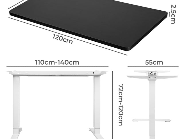 Levede Motorised Standing Desk Adjustable 120cm Black 800x 1.5MM-1942353109334495234