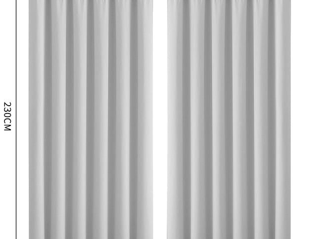 2x Blockout Curtains Panels 3 Layers Grey-1942353384485031938