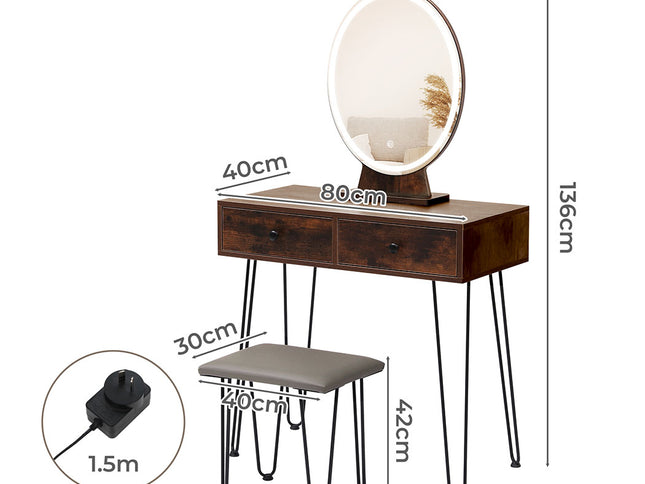Levede Dressing Table LED Light Strip Brown-1917016716320313346