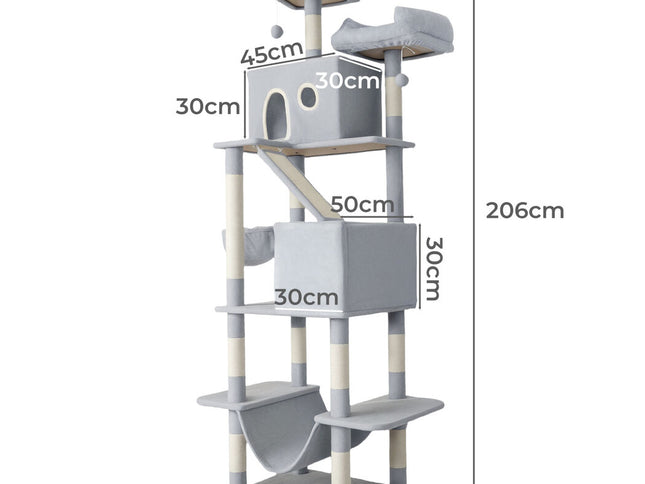 Pawz Cat Tree Scratching Post Scratcher 206cm Climbing-2029387287925755906