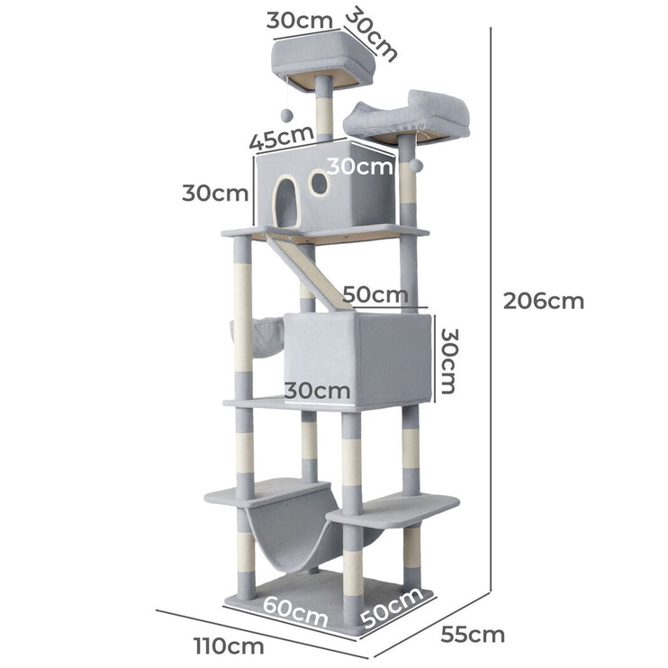 Pawz Cat Tree Scratching Post Scratcher 206cm Climbing-2029387287925755906