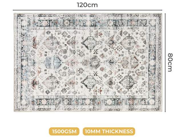 Marlow  Floor Rug Vintage Short Pile Washable Carpet Soft Plush Non Slip 80X120-1910112209896345602