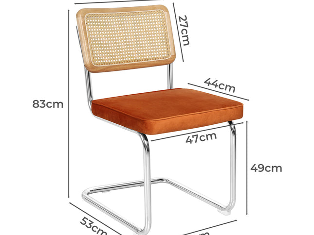 Levede 2xRattan Chair Dining Chairs Orange-1942353411521515522