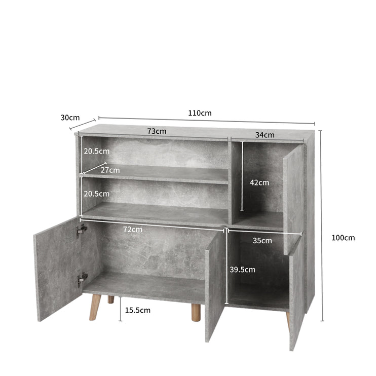 Levede Buffet Sideboard Storage Cabinet Grey-1975420493922177026