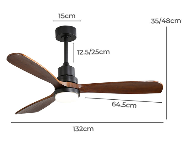 Spector 52'' Wood Ceiling Fan DC Motor Walnut-1973193857139085314