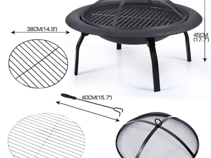 30" Portable Outdoor Fire Pit BBQ Grill Large-1864184483088044034