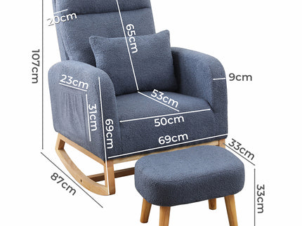 Levede Rocking Chair Ottoman Footrest With Side Pocket-1910112281321148418