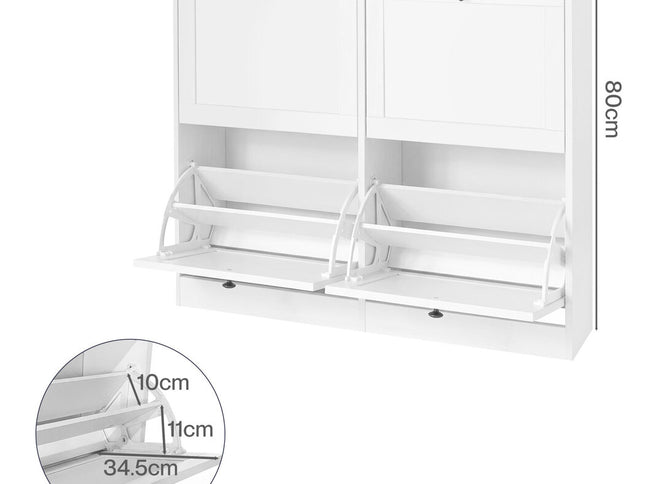 Levede Shoe Cabinet 4 Flip Drawers Vertical Storage Rack Organiser Entryway-2050059010169769986