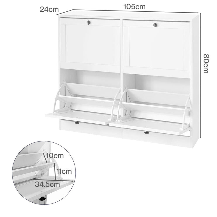 Levede Shoe Cabinet 4 Flip Drawers Vertical Storage Rack Organiser Entryway-2050059010169769986