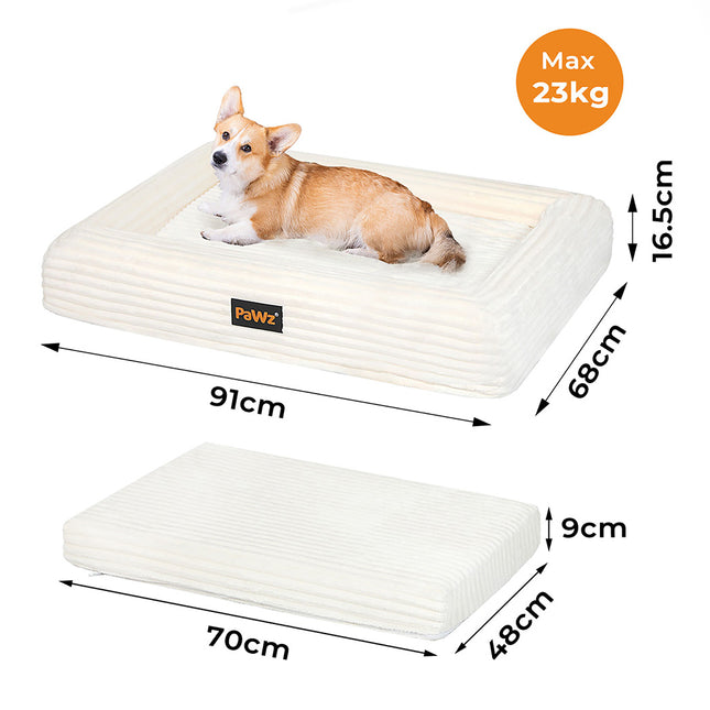 Pawz L Size Orthopedic Dog Bed with Corduroy Removable Cover Waterproof Washable Beige-1975420347398361090