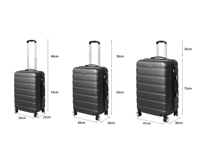 Slimbridge 3PC Luggage sets Suitcase Dark Grey-1973193942438645762