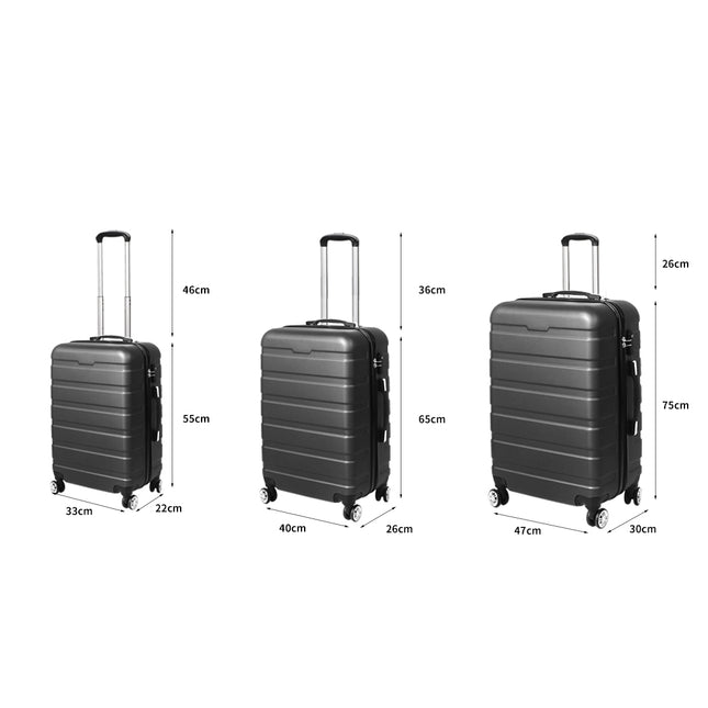 Slimbridge 3PC Luggage sets Suitcase Dark Grey-1973193942438645762