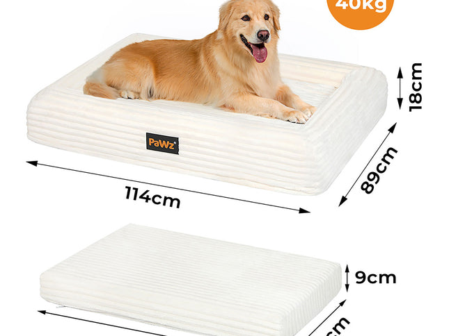 Pawz XXL Size Orthopedic Dog Bed with Corduroy Removable Cover Waterproof Washable Beige-1975420347981369346