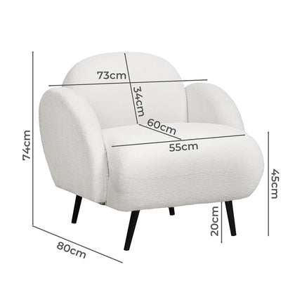 Levede Sofa Chair Fleece Upholstered Single White-1973193446160207874
