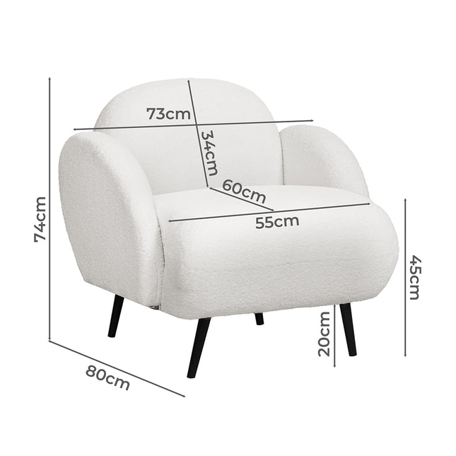Levede Sofa Chair Fleece Upholstered Single White-1973193446160207874