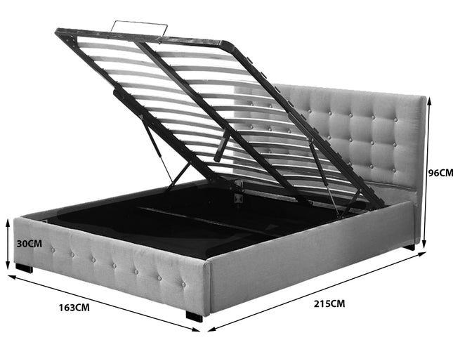 Levede Queen Bed Frame Fabric Tufted Grey-1975420519750701058