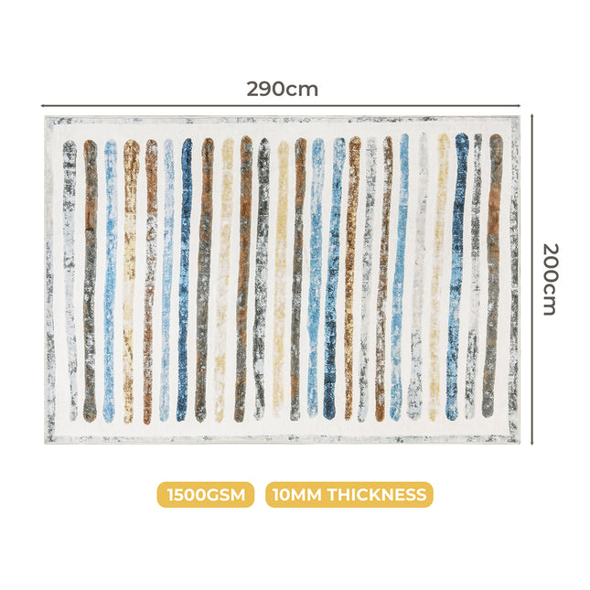 Marlow Floor Rug Short Pile Washable Carpet Soft Plush Non Slip Stripe 200x290-1975420390331256834