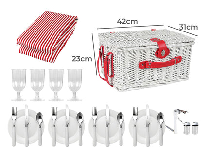 Picnic Basket Set Baskets 4 Person Wicker-1910113180965801986