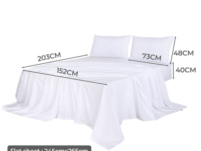 Dreamz 4pcs Queen Size 100% Bamboo Bed Sheet Set in White Colour-1942353309302132738