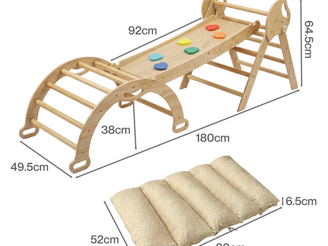 BoPeep Kids Climbing Toys Sets Toddler Toys Triangle Arch Climber Indoor Natural-2050059014313742338