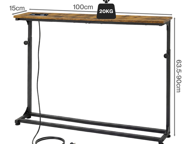 Levede Narrow Sofa Table Power Ports Behind Console Side Adjustable Living Room-2050059017300086786