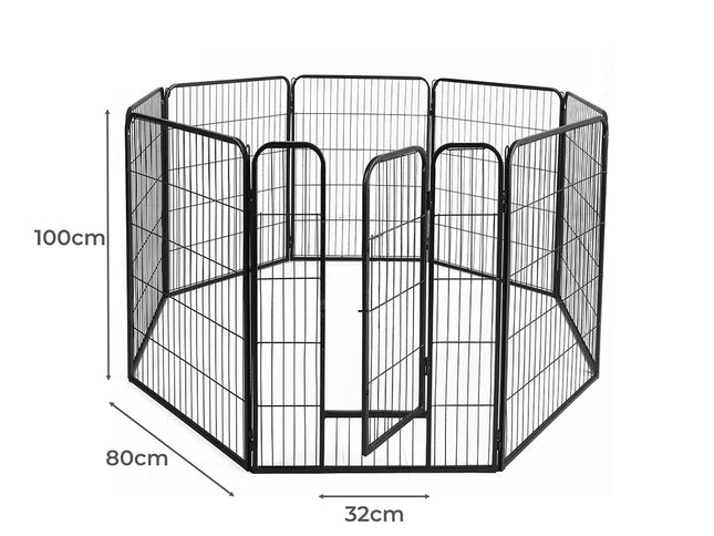 PaWz 8 Panel Pet Dog Playpen Puppy Exercise Black 2.5kg Venison-1973193827879620610