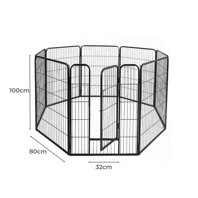 PaWz 8 Panel Pet Dog Playpen Puppy Exercise Black 2.5kg Venison-1973193827879620610