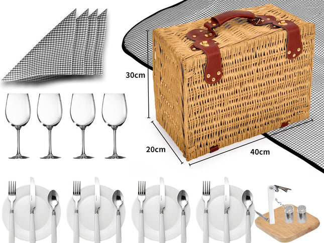 4 Person Picnic Basket Baskets Set Outdoor-1973193795138883586