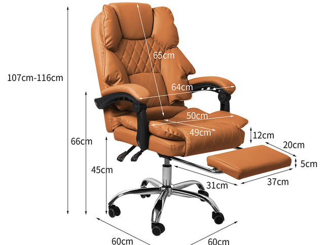 Levede Gaming Chair Office Computer Brown Footrest-1973194005621641218