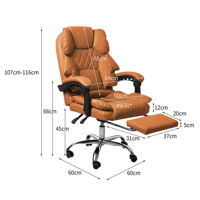 Levede Gaming Chair Office Computer Brown Footrest-1973194005621641218